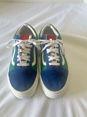 Vans Low Top Sneakers in Blue, Green & Red
